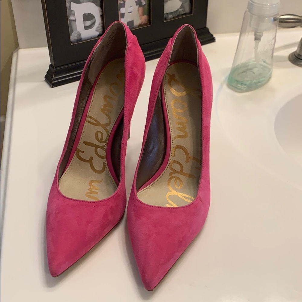 Pink suede Sam Edelman heels